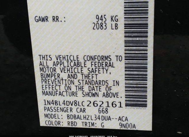 
								NISSAN ALTIMA SV 2020 BLACK full									