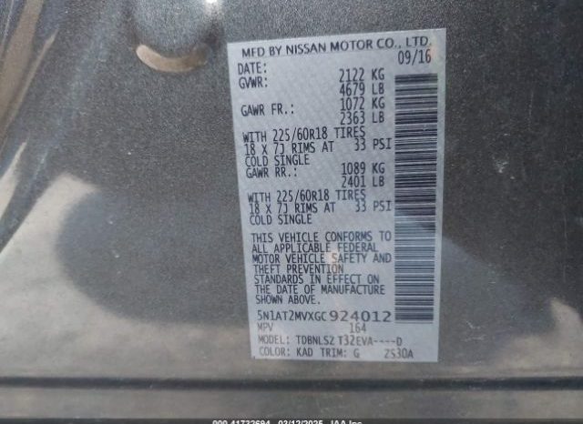 
								NISSAN ROGUE 2016 SL 4WD full									