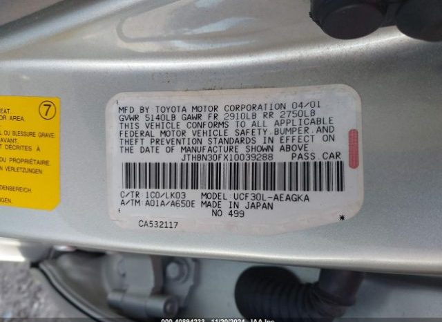 
								LEXUS LS430 2001 SILVER full									