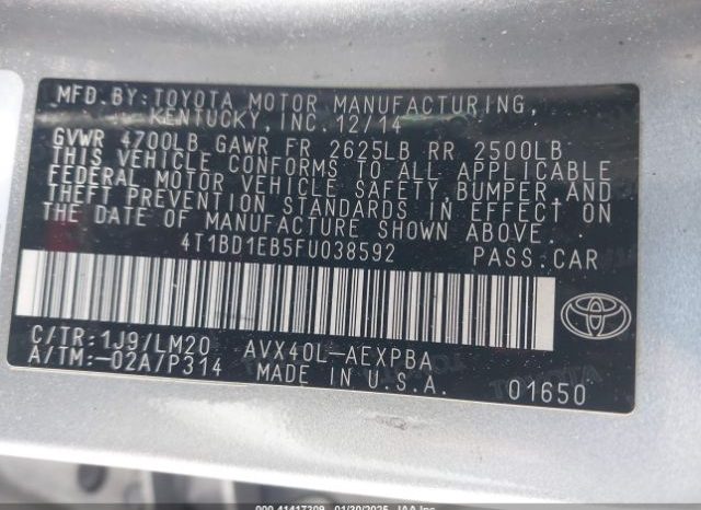 
								TOYOTA AVALON 2015 HYBRID LIMITED COLOR SILVER full									